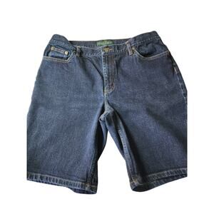 LAUREN RALPH LAUREN Dark Wash Blue Denim Utility Casual Jean Shorts SZ 12